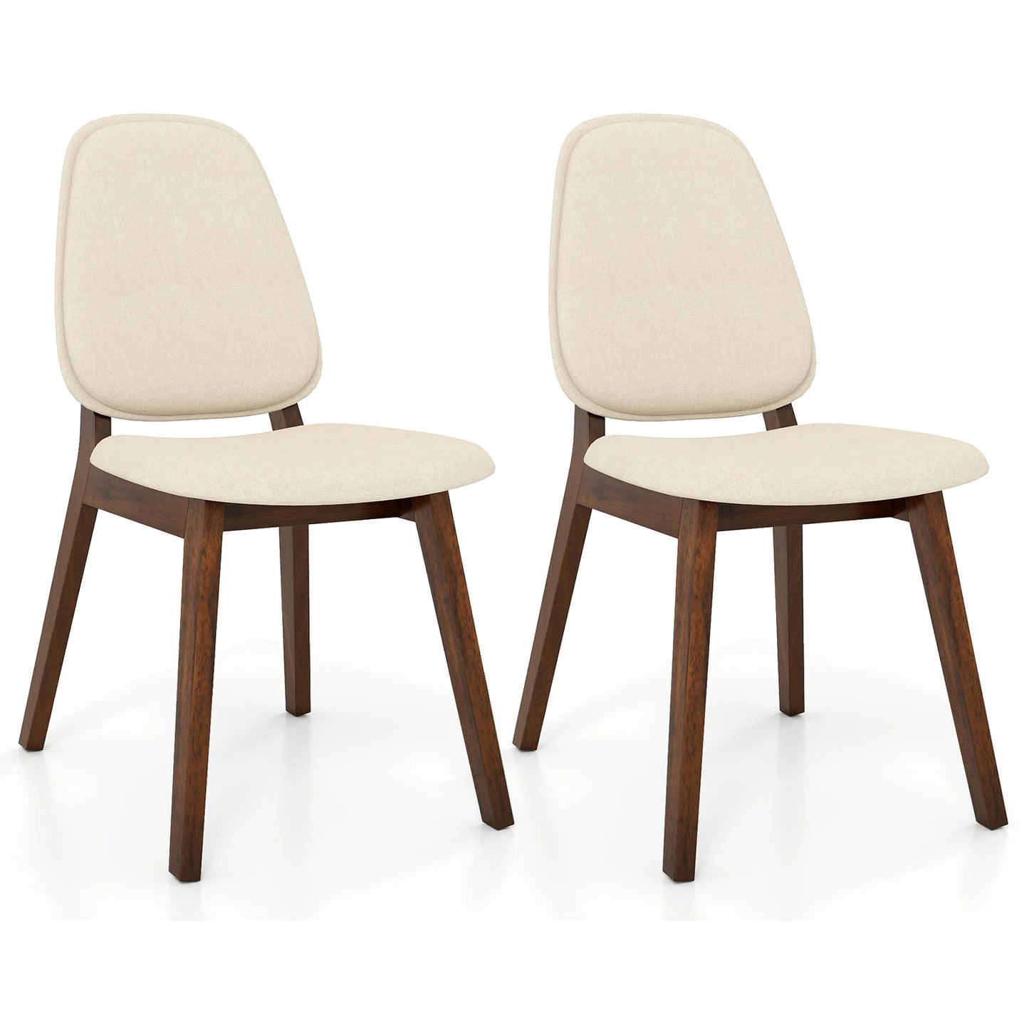 Modern Dining Chair Set of 2 w/ Upholstered Backrest Seat Linen Fabric for Room