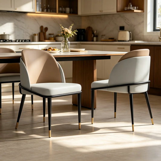 Modern Upholstered Dining Chairs Set With Metal Frame