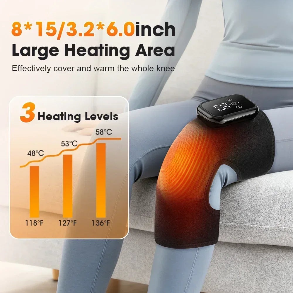 Electric Knee Heating Massager Brace Large Area Wrap Knee Support Strap Hot Compress Braces Pads Knee Sports Massage Protector