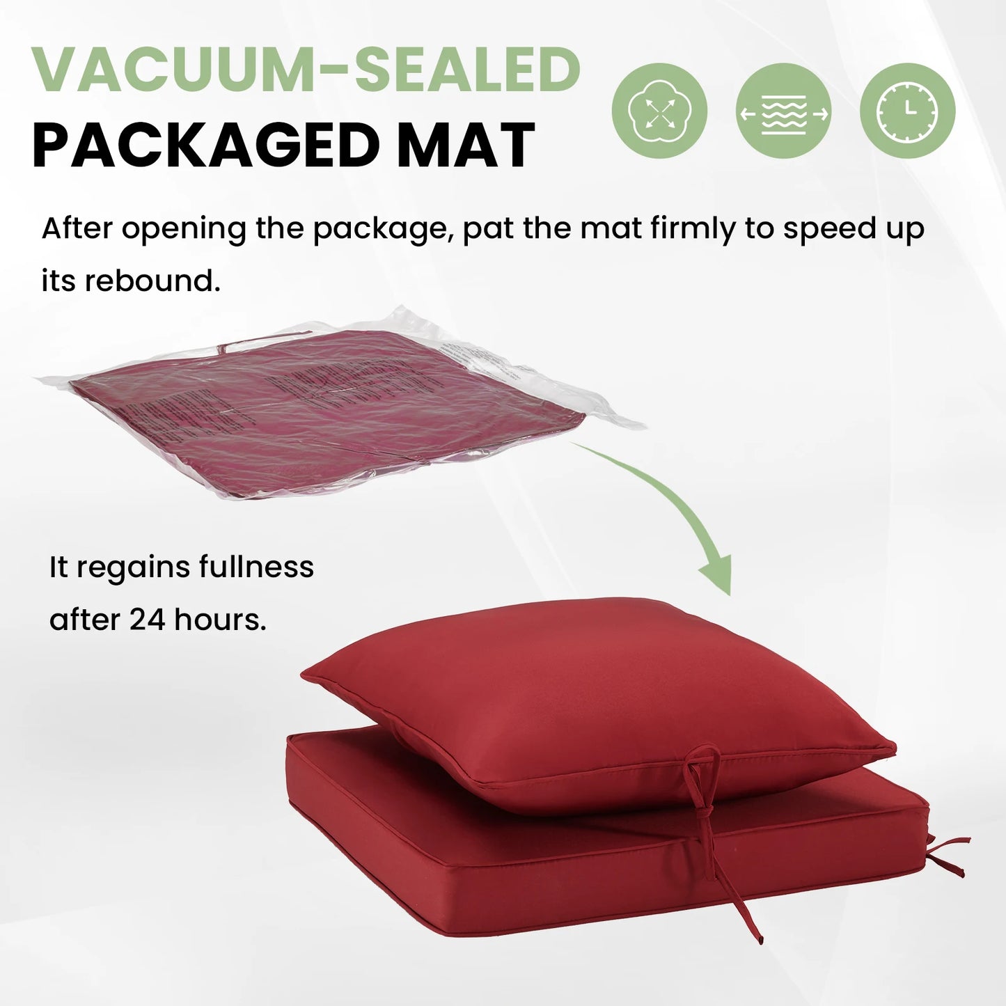 Outdoor Chair Cushions Set of 2, 24"× 24" Outdoor Sofa Replacement Cushions with Removable Cover for Patio Furniture