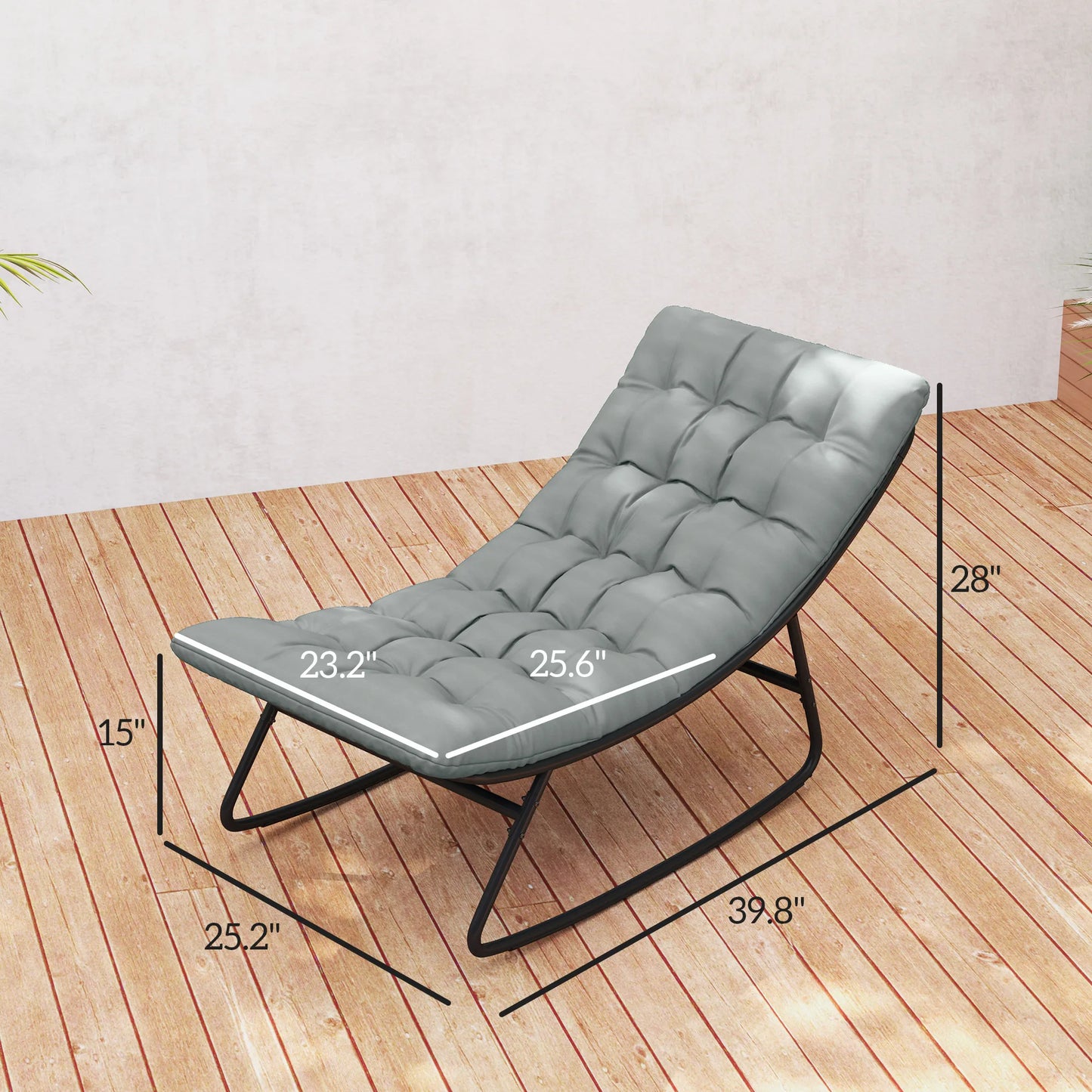 2 Pieces Outdoor Rocking Chairs, Cushioned Patio Rocker, Dark Gray