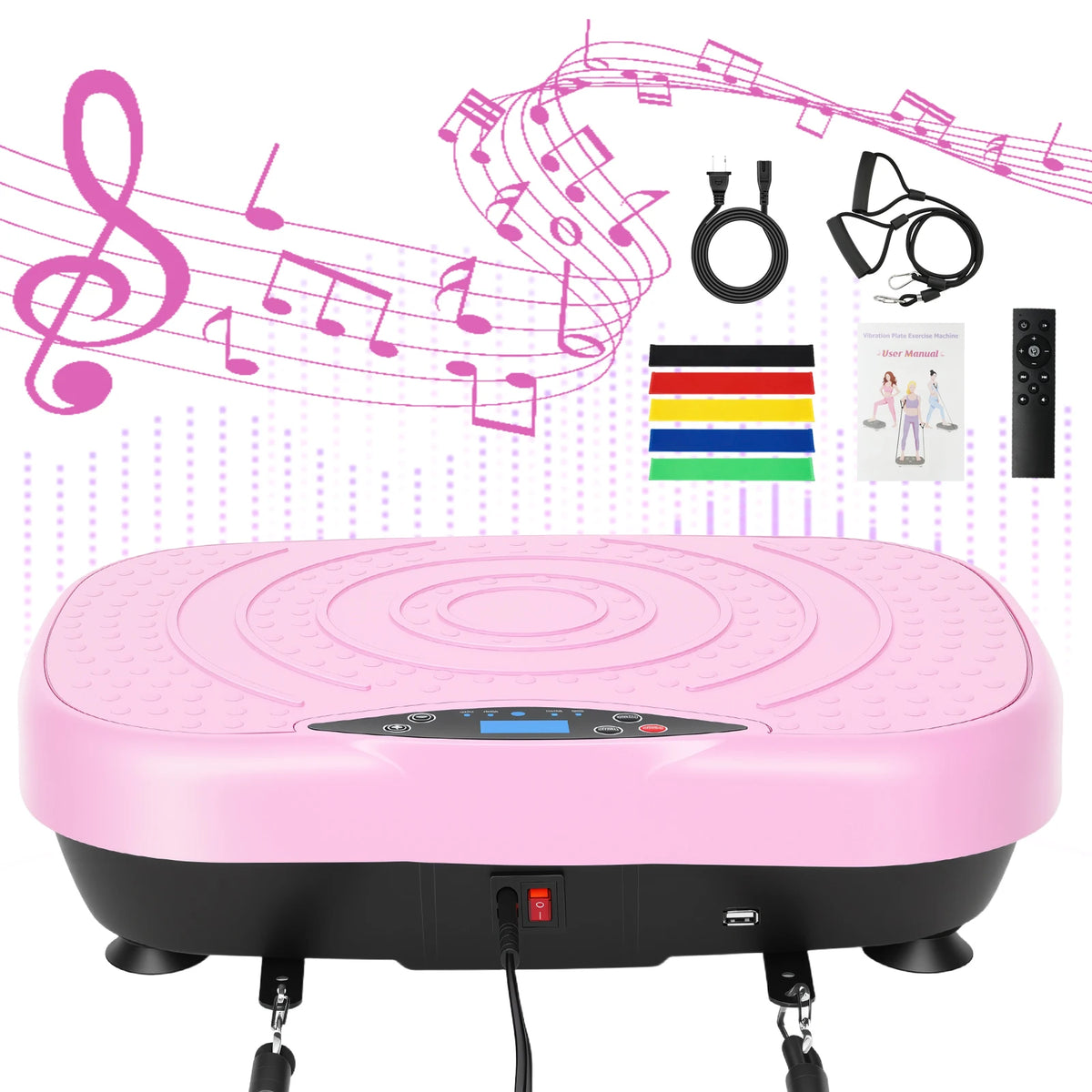 Portable Vibration Plate With Resistance Bands For Full Body Fitness