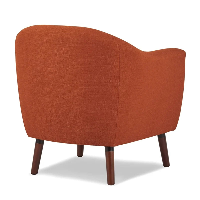 Button Tufted Upholstered Accent Chair With Solid Wood Legs