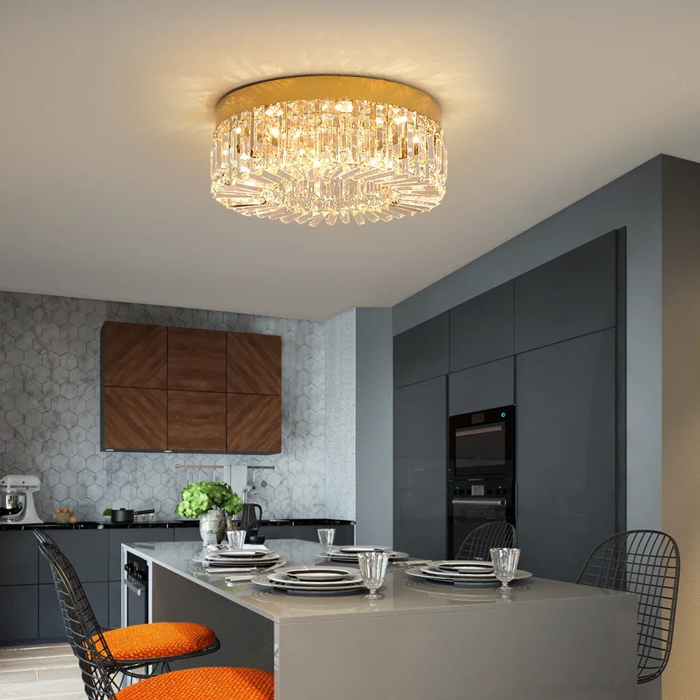 Gold Luxury Crystal Ceiling Lamp Living Room Modern Chandeliers Decoration Led Ceiling Lights Lighting Fixture Diameter 40 50cm