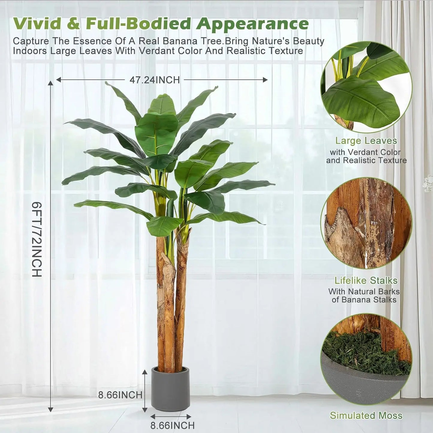 HiMISS Artificial Banana Tree In Planter For Home And Office Decor