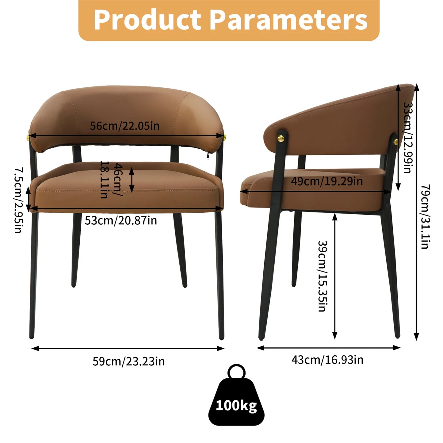 Luxury Microfiber Leather Dining Chairs Set Of 2 For Restaurant