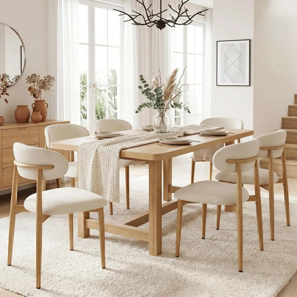 Modern Fabric Dining Chairs With Metal Frame Upholstered Seats
