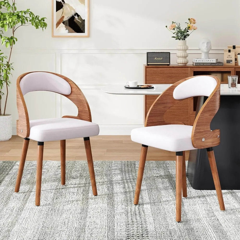 Wood Dining Chairs, Set of 4 Modern Upholstered Dining Chairs with Curved Backrest for Kitchen, Dining Room, Living, Customized