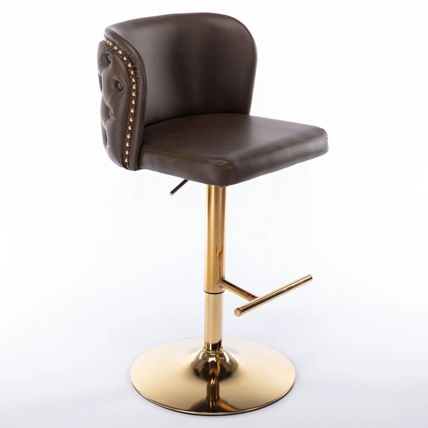 TWISTER.CK Swivel Bar Chairs PU Upholstered Stools Nailheads Dining Room