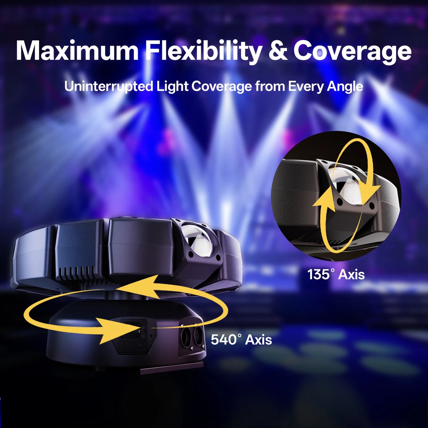 Fieryzeal 150W RGBW 8-Armed Moving Head Light DMX512 Remote Control Magic Ball Stage Light DJ Lighting Strobe Effect for DJ Show