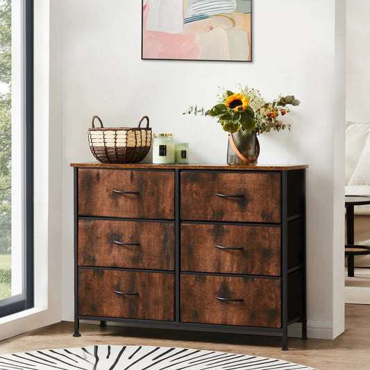 JHK Fabric Storage Cabinet With Six Drawers For Living Room