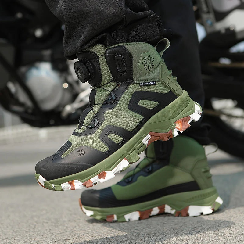 Motorcycle Shoes Men Motorbike Moto Shoes for Men Women Motorcycle Riding Boots Waterproof Cowhide Leather Breathable Anti-Slip Wear-Resistant Touring