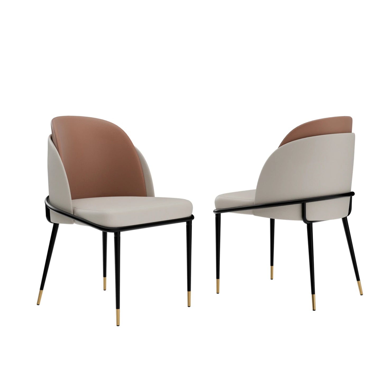 Set Of 2 Dining Chairs Luxurious Upholstered Dining Room Kitchen Chairs Microfiber Silicone Leather 2 Colors for Home Restaurant