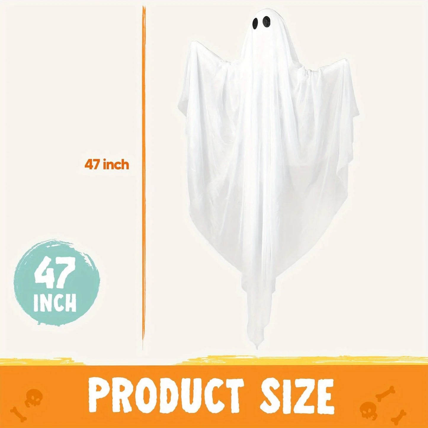 Halloween Hanging Light up Ghost with Spooky White LED Light, 47” Halloween Hanging Ghost Decoration for Front Yard Patio Lawn Garden Party Decor Indoor Outdoor