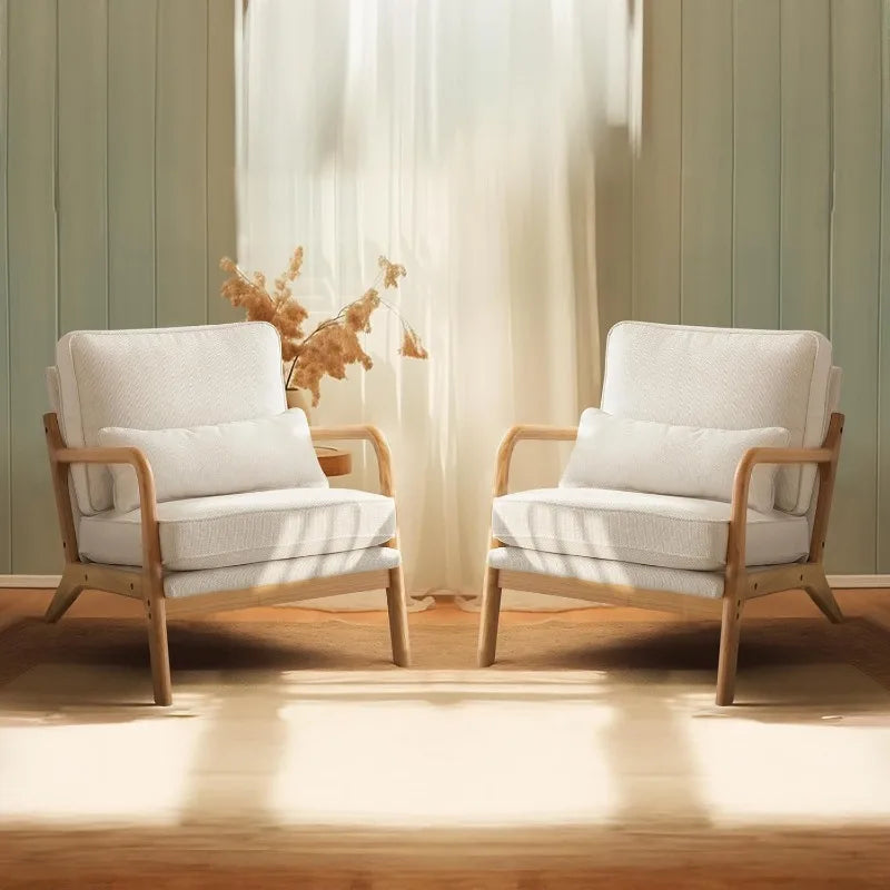 Bonnlo Upholstered Accent Chairs Set of 2 Mid Century Modern