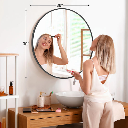 JHK Modern Vanity Mirror With Matte Metal Frame For Wall Living Room