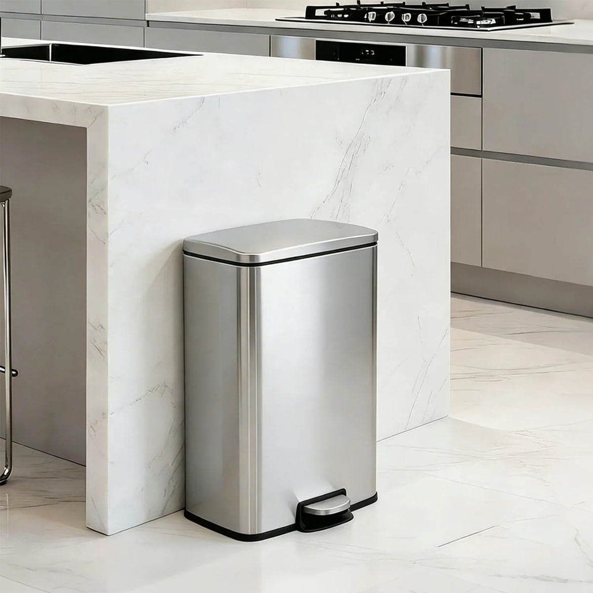 HiMISS Stainless Steel Pedal Trash Bin With Quiet Lid
