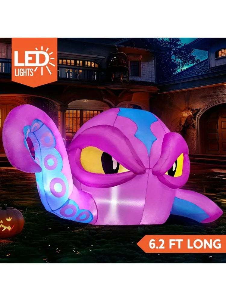 Halloween Inflatable Octopus Window Decoration With LED Lights