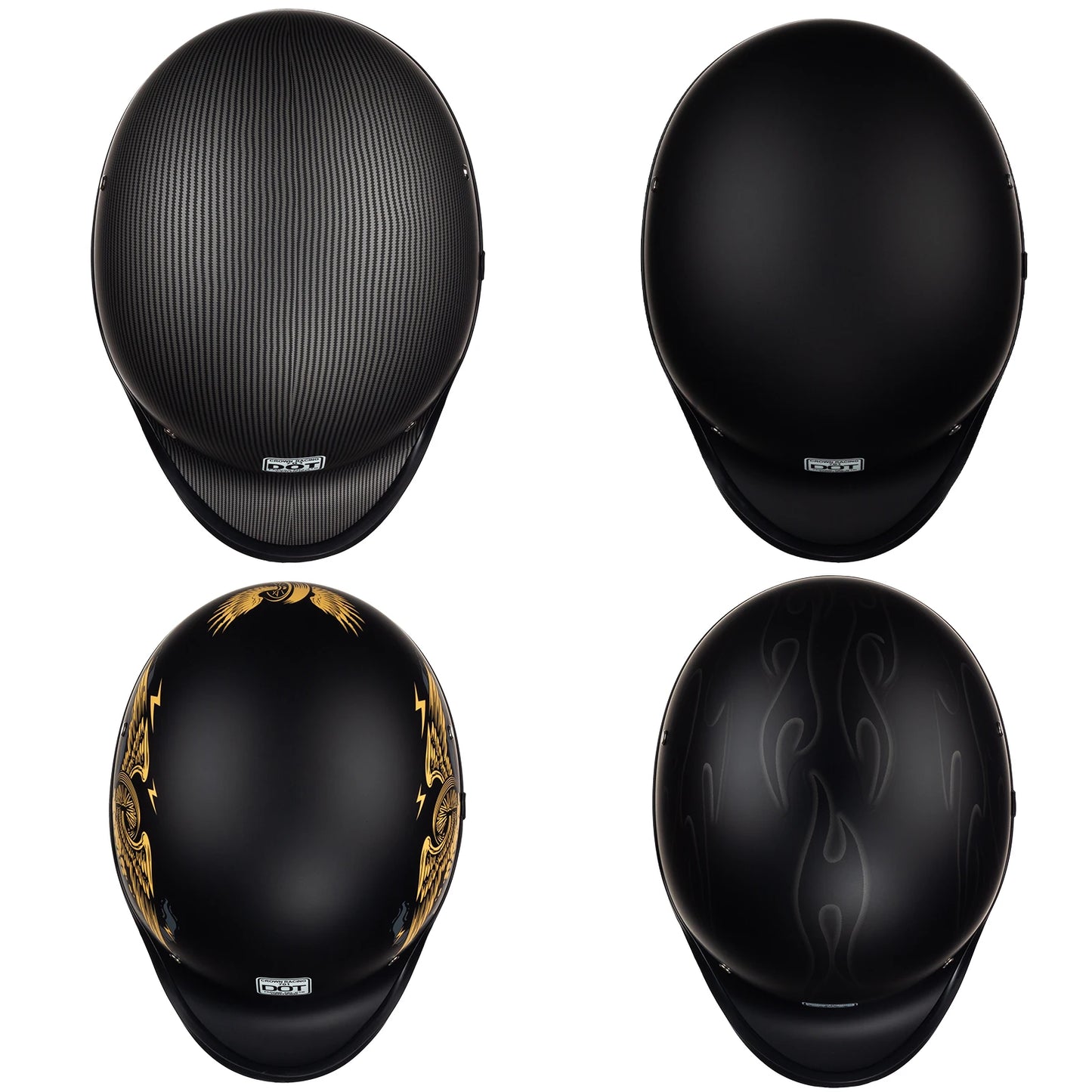 CrownRacing Motorcycle Helmets 3/4 Open Face Helmet