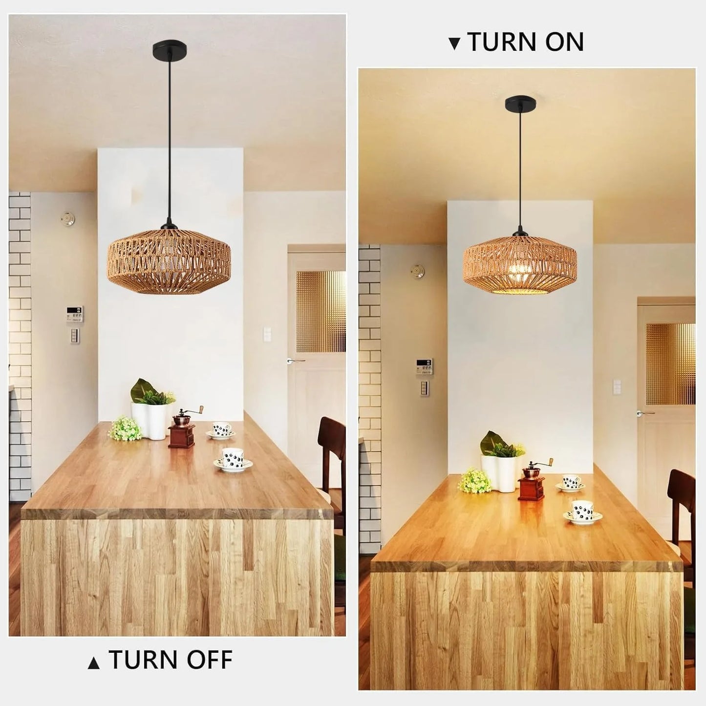 Classic Ceiling Light Handmade Rattan Weaving Hanging Chandelier Lamps For Living Bedroom Home Decor Pendant Light E27 Fixture