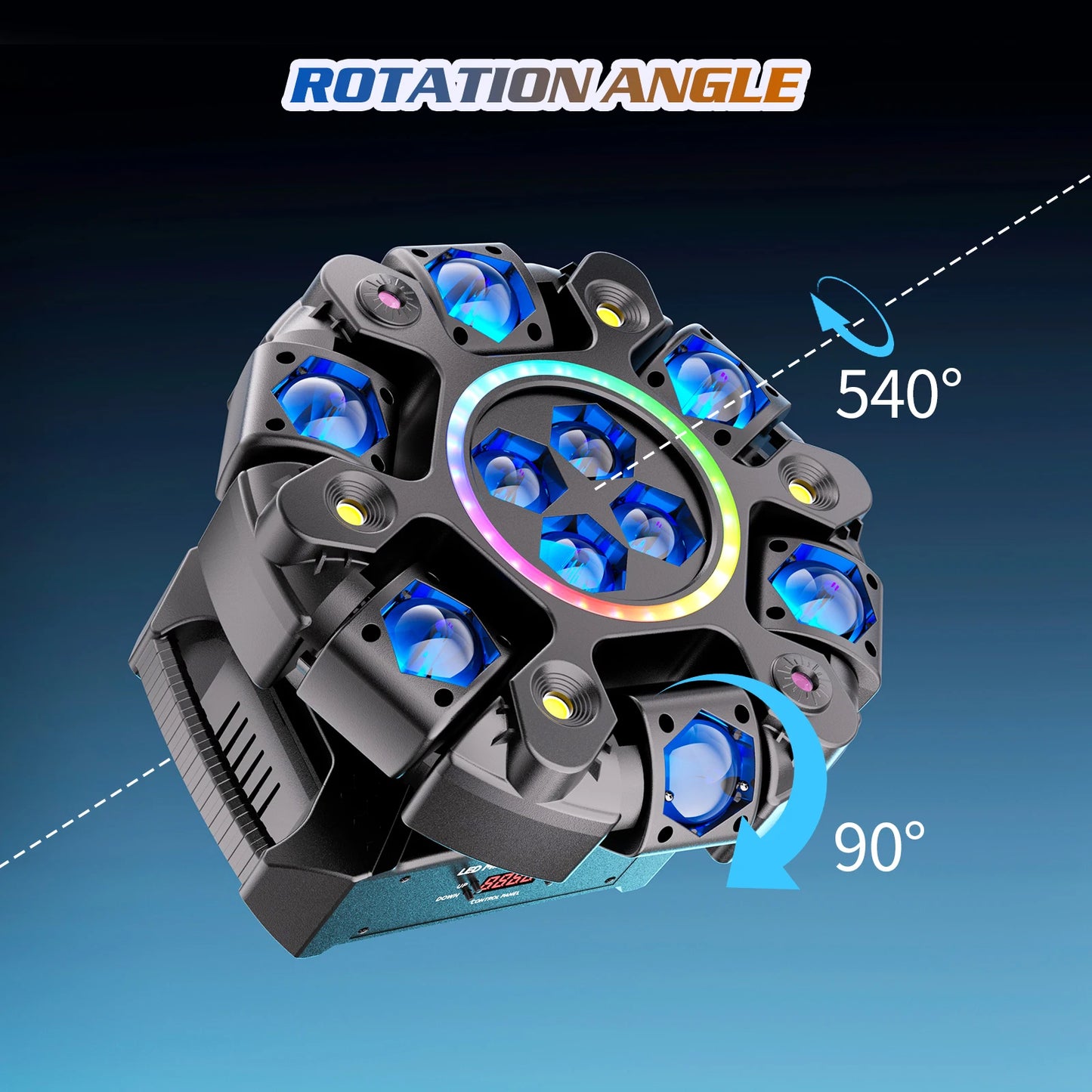 U'King 150W 6-Arm RGBW Moving Head Light DMX Strobe Stage Light Ring Effect