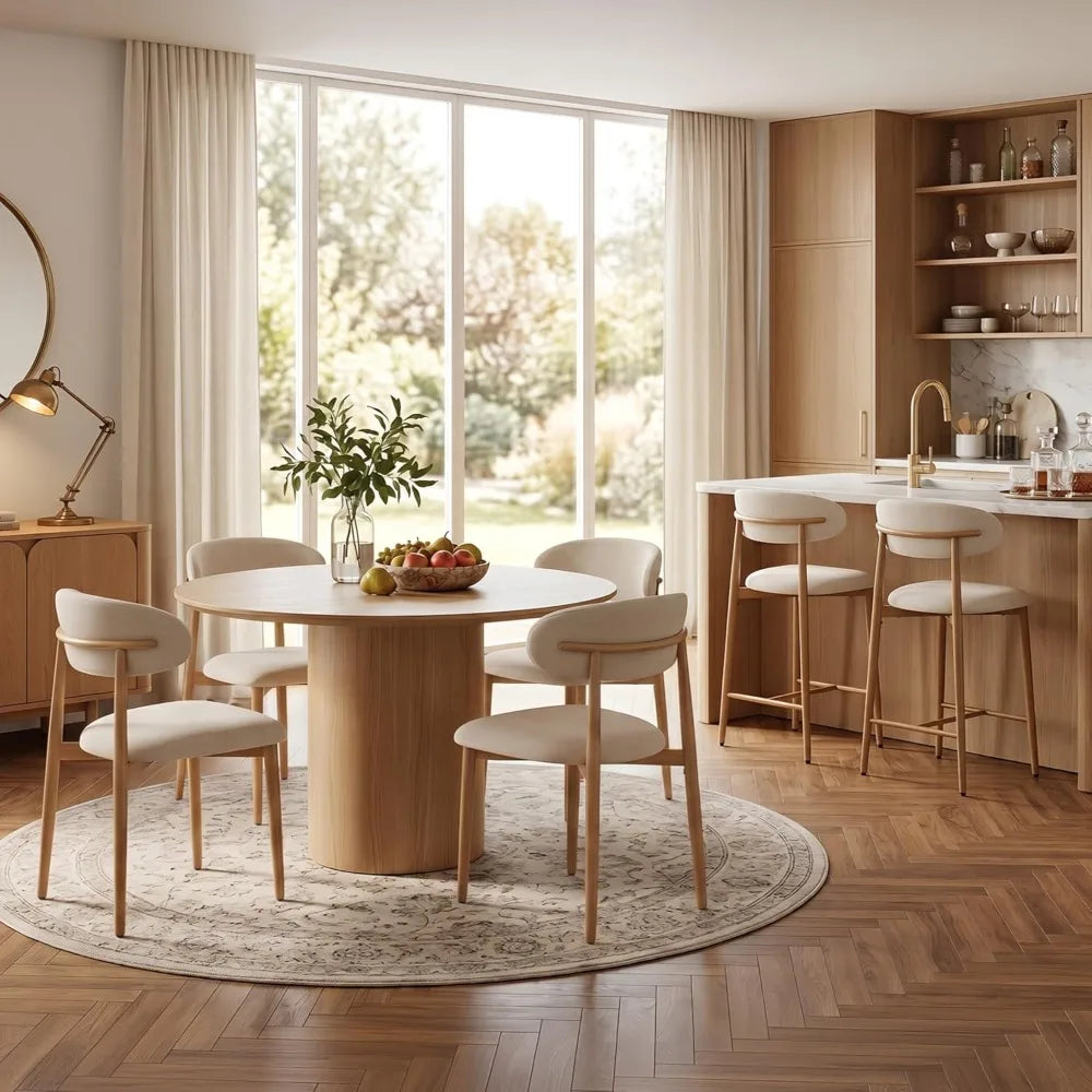 Modern Fabric Dining Chairs With Metal Frame Upholstered Seats