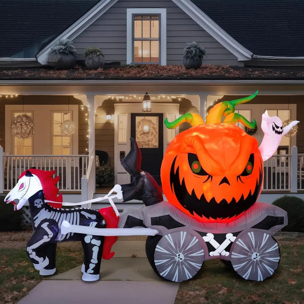 Joyfy Pumpkin Carriage Halloween Inflatable With LED Lights Decoration