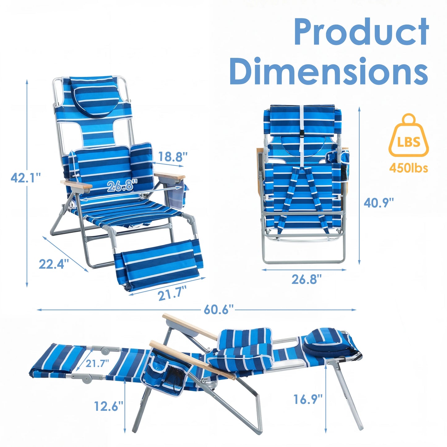 TCGBKAF Backpack Beach Chair with 5-Position Footrest Sunbathing Lounge Chair for Pool&Beach&Lawn Double Shoulder Straps Folding Tanning Chair with Face&Arm Hole