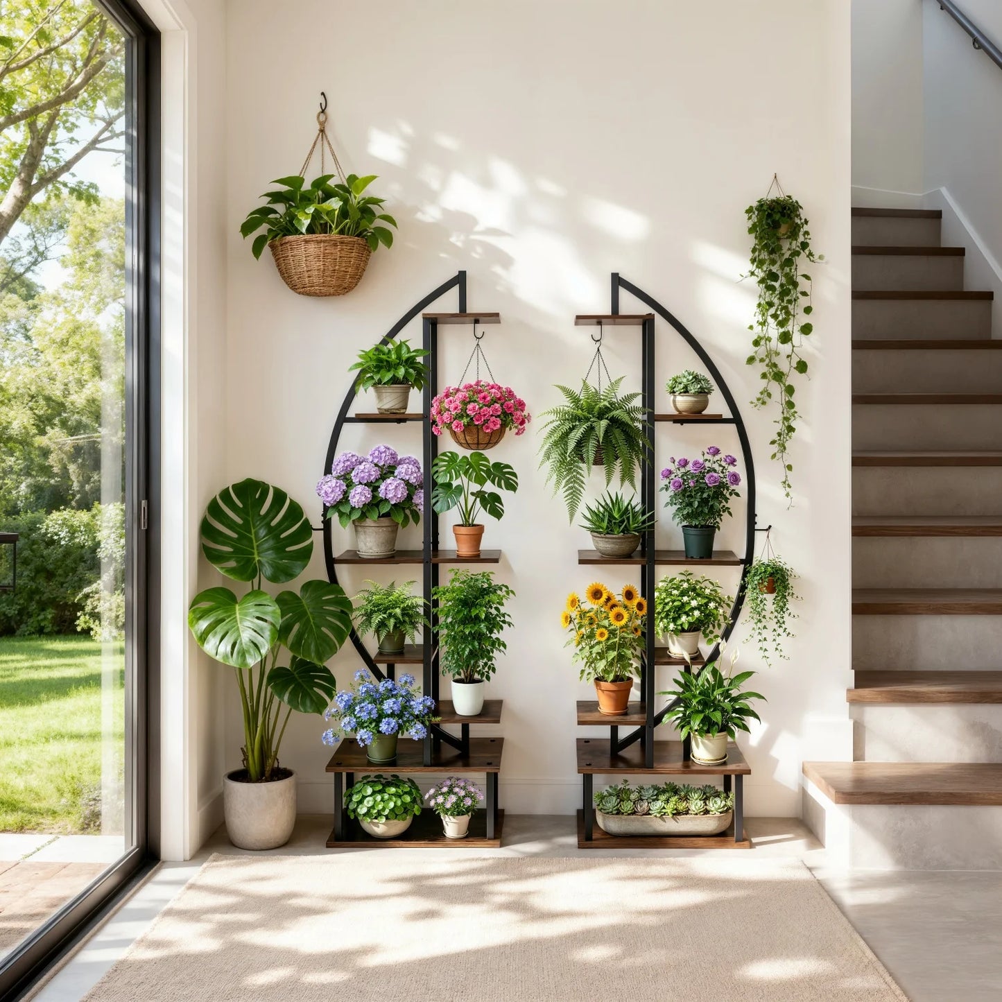 Half Moon 7 Tier Metal Plant Stand for Living Room