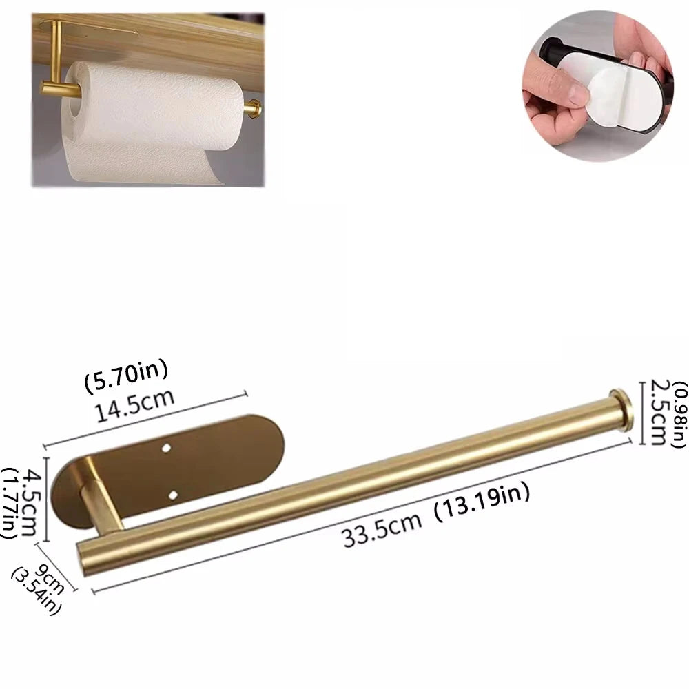 Adhesive Metal Paper Towel Holder With Bathroom Storage Rack