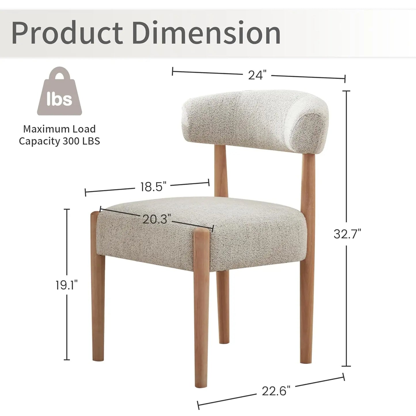 Wooden Dining Chairs Set of 2, Modern Upholstered Dining Room Chairs with Rubberwood Legs and Curved Backrest,, Customized