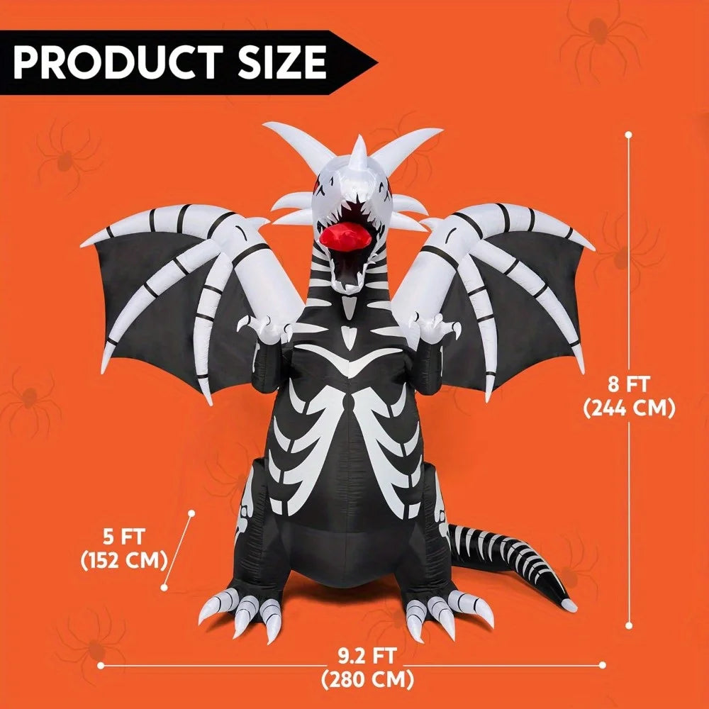 Joyfy Inflatable Skeleton Dragon Halloween Yard Decoration With LED Eyes