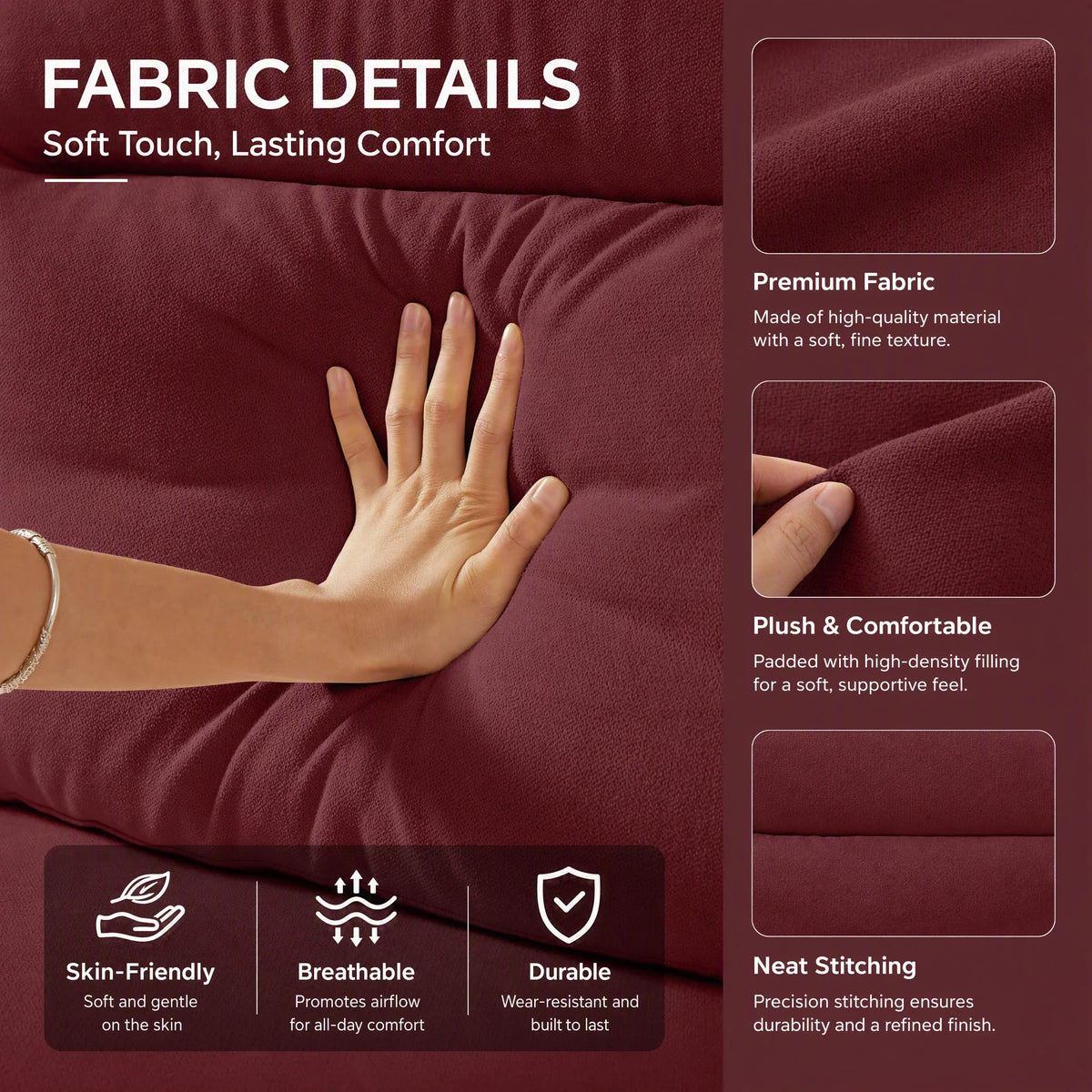 Modern Three Seater Sofa With Nailhead Trim And Metal Legs