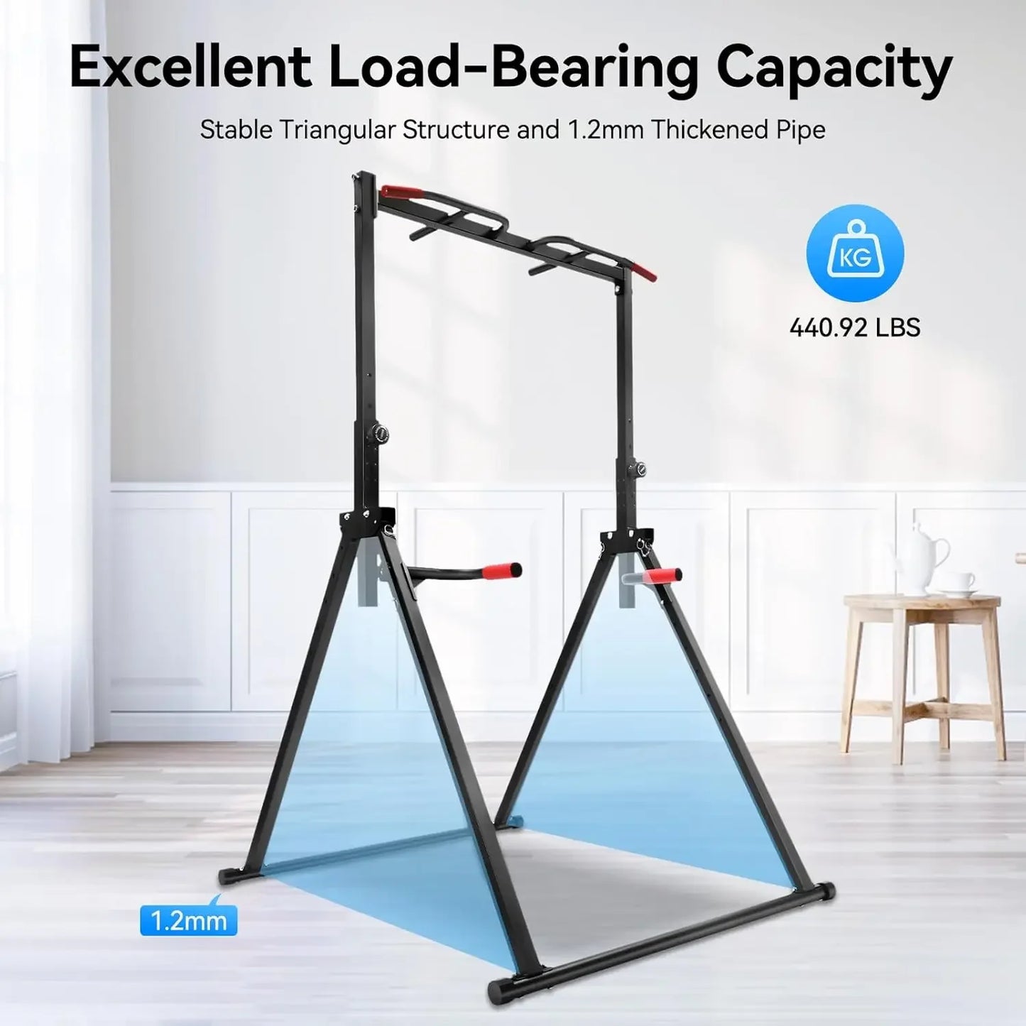 TowerPro Pull Up Bar Dip Station For Home Gym 440Lbs