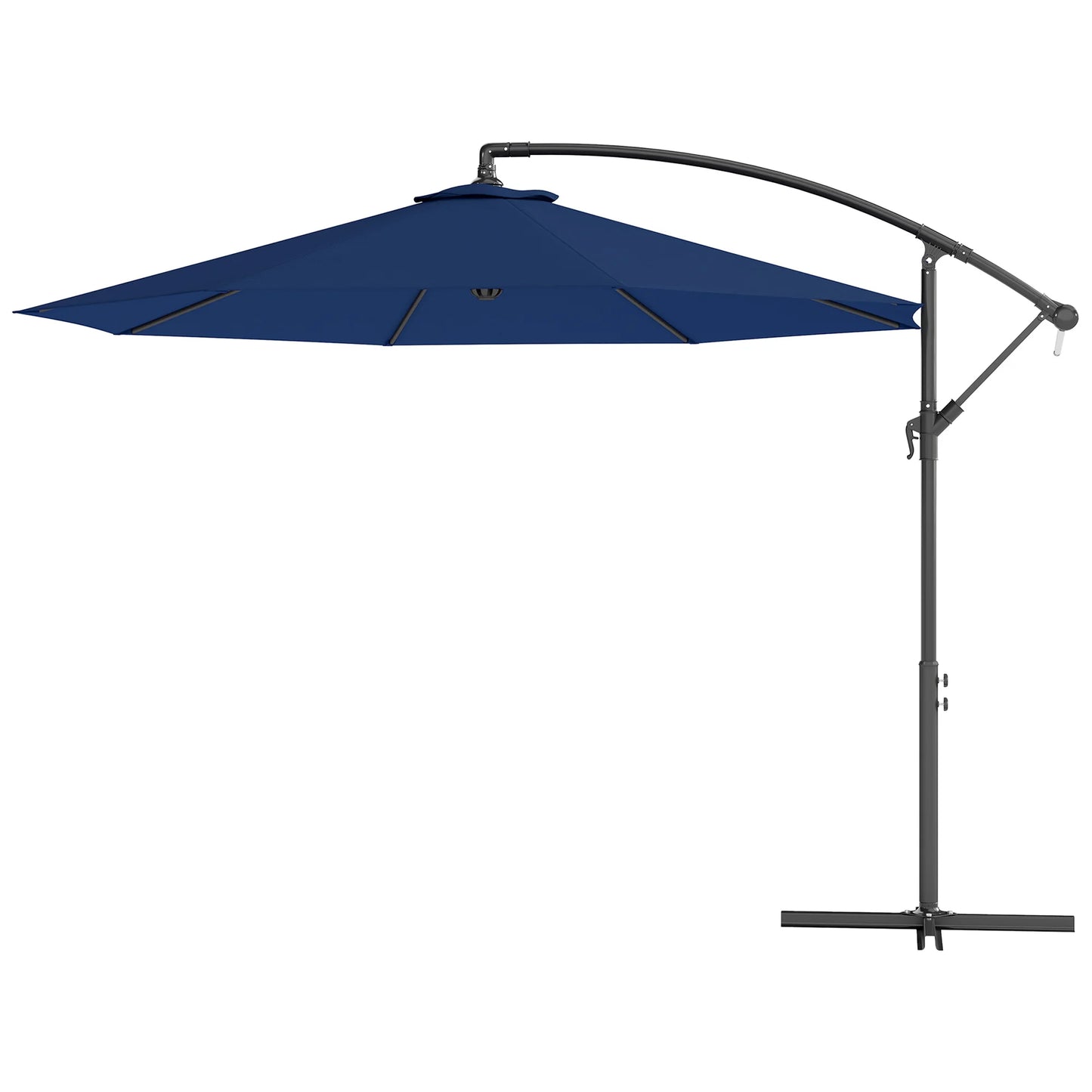 10' Cantilever Hanging Tilt Offset Patio Umbrella with Uv & Water Resistant Material and Cross Base (Weight Not Included), Navy Blue