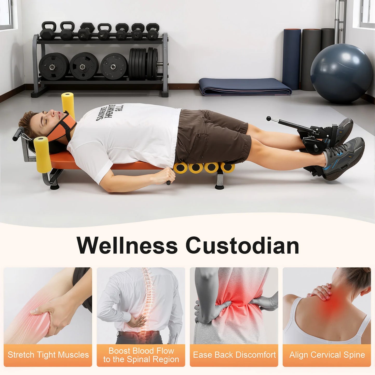Adjustable Back Stretch Bench 130Kg Capacity For Spinal Decompression Relief