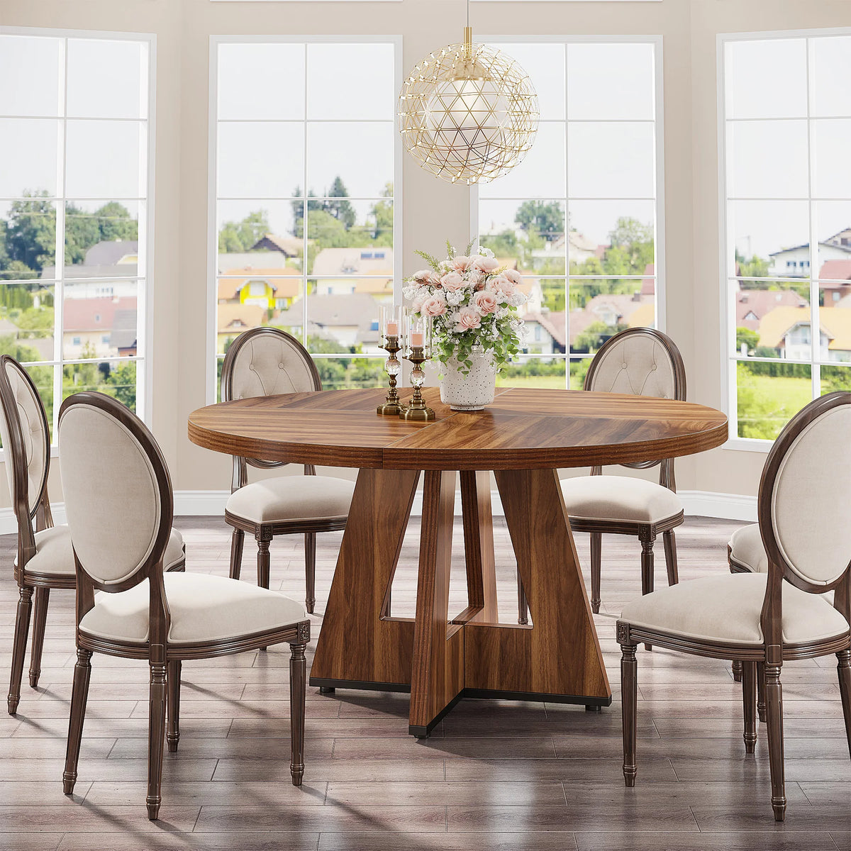 Tribesigns Modern Round Farmhouse Dining Table for Home
