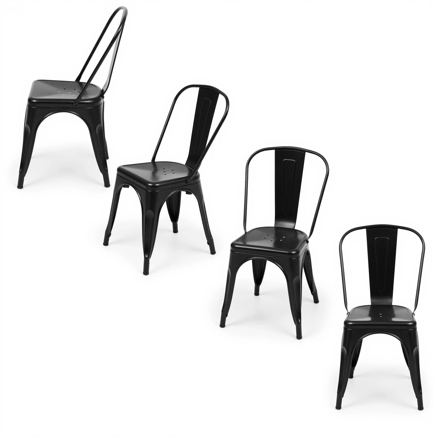 JHK Metal Stackable Dining Chairs For Patio And Outdoor Seating