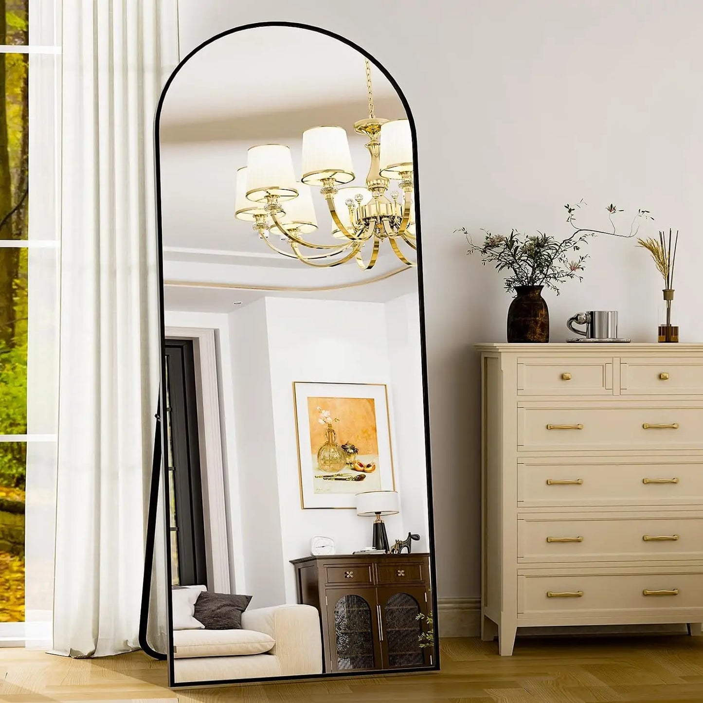HARRITPURE Full Body Mirror Aluminum Frame Floor Mirror Modern Minimalist