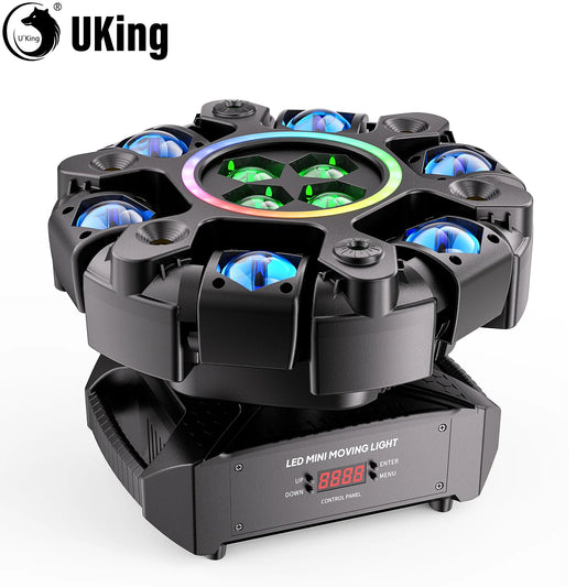 U'King 150W 6-Arm RGBW Moving Head Light DMX Strobe Stage Light Ring Effect