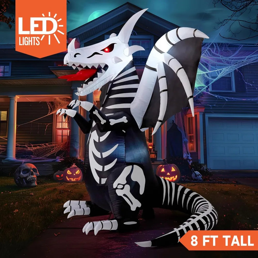 Joyfy Inflatable Skeleton Dragon Halloween Yard Decoration With LED Eyes