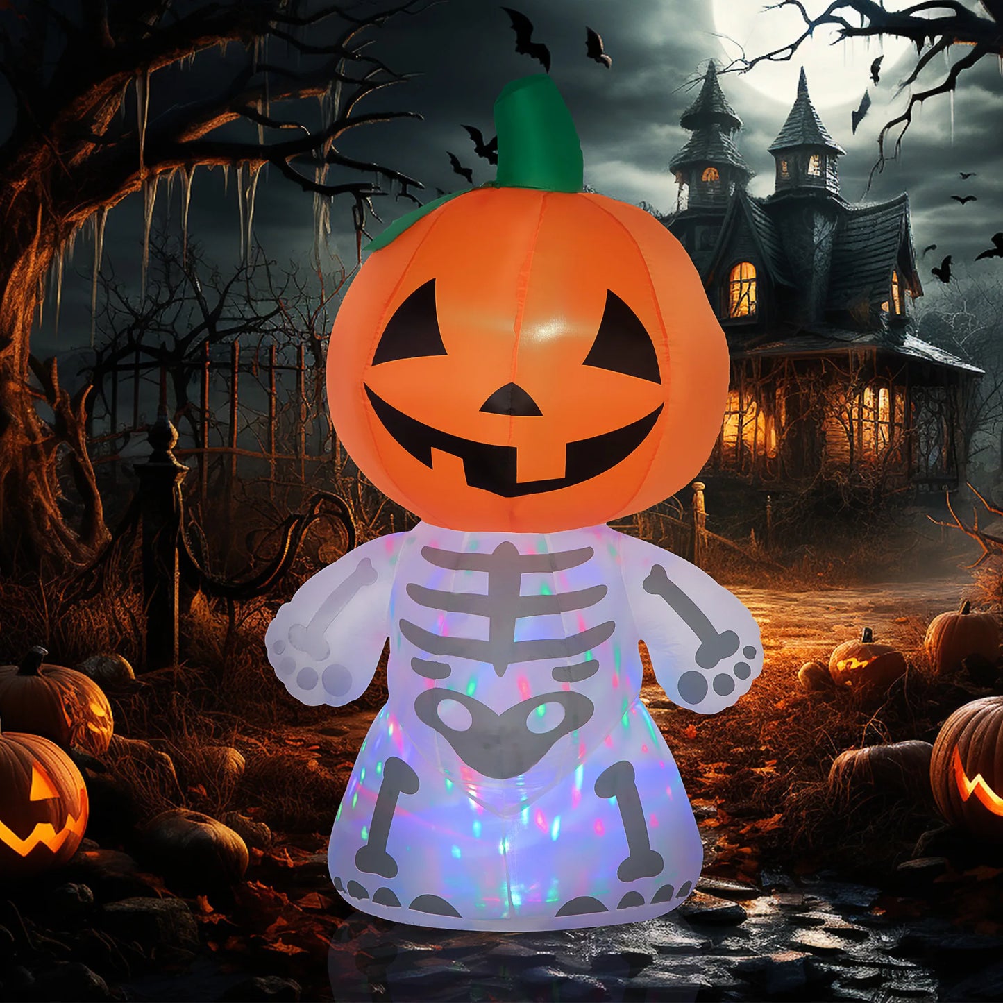 Inflatable Halloween Pumpkin Man Outdoor Display With Led Lights