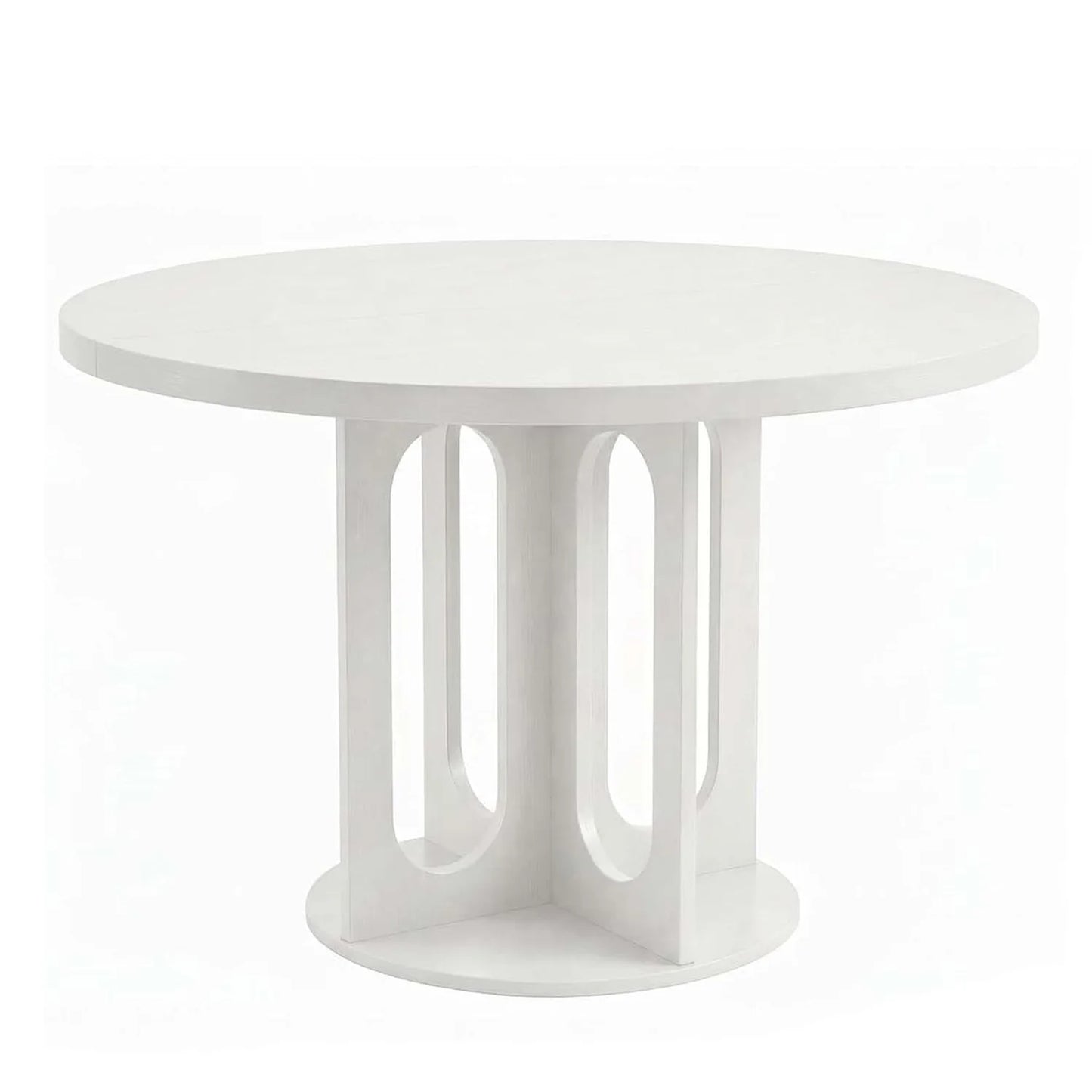 47 Inch Round Dining Table For 4-6, Modern Circle Kitchen Table With Open Arch Pedestal Base For Dining Room Breakfast Nook
