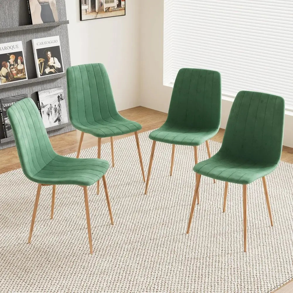 Ergonomic Velvet Dining Chairs Set Of 4 With Wooden Legs
