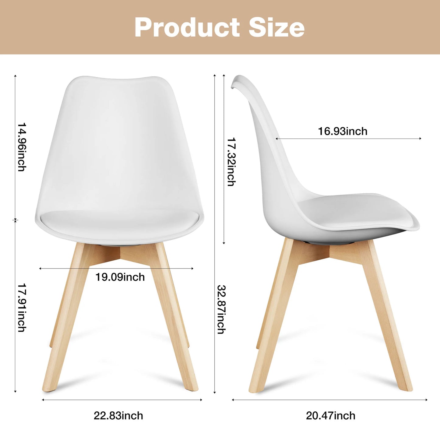 JHK Premium PU Leather Dining Chairs Featuring Ergonomic Wooden Legs