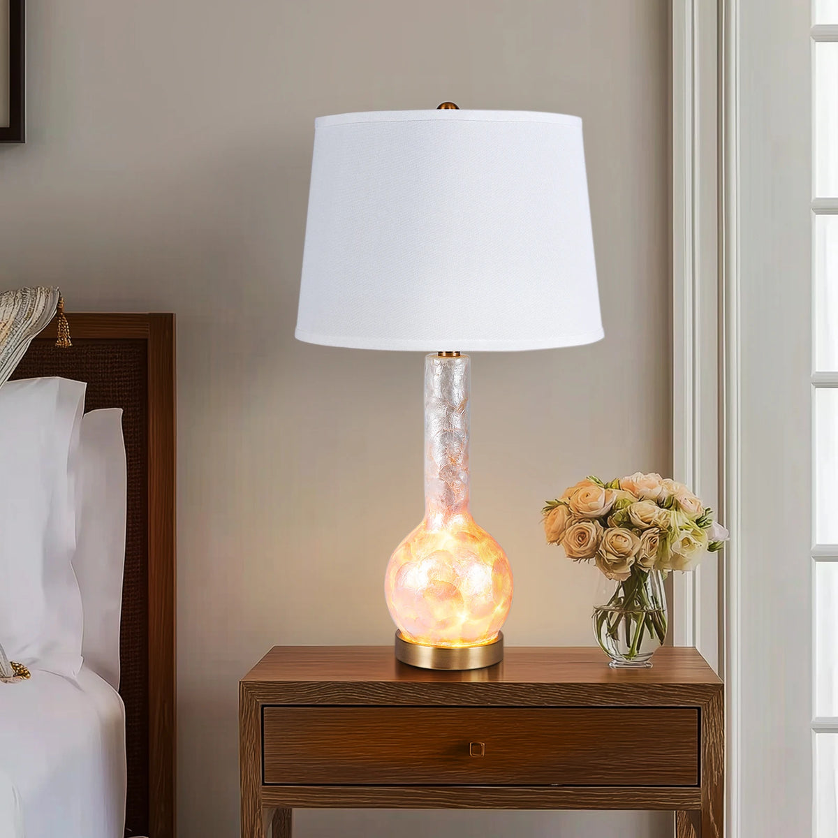 Opal Glass Table Lamp for Bedroom and Living Room Decor