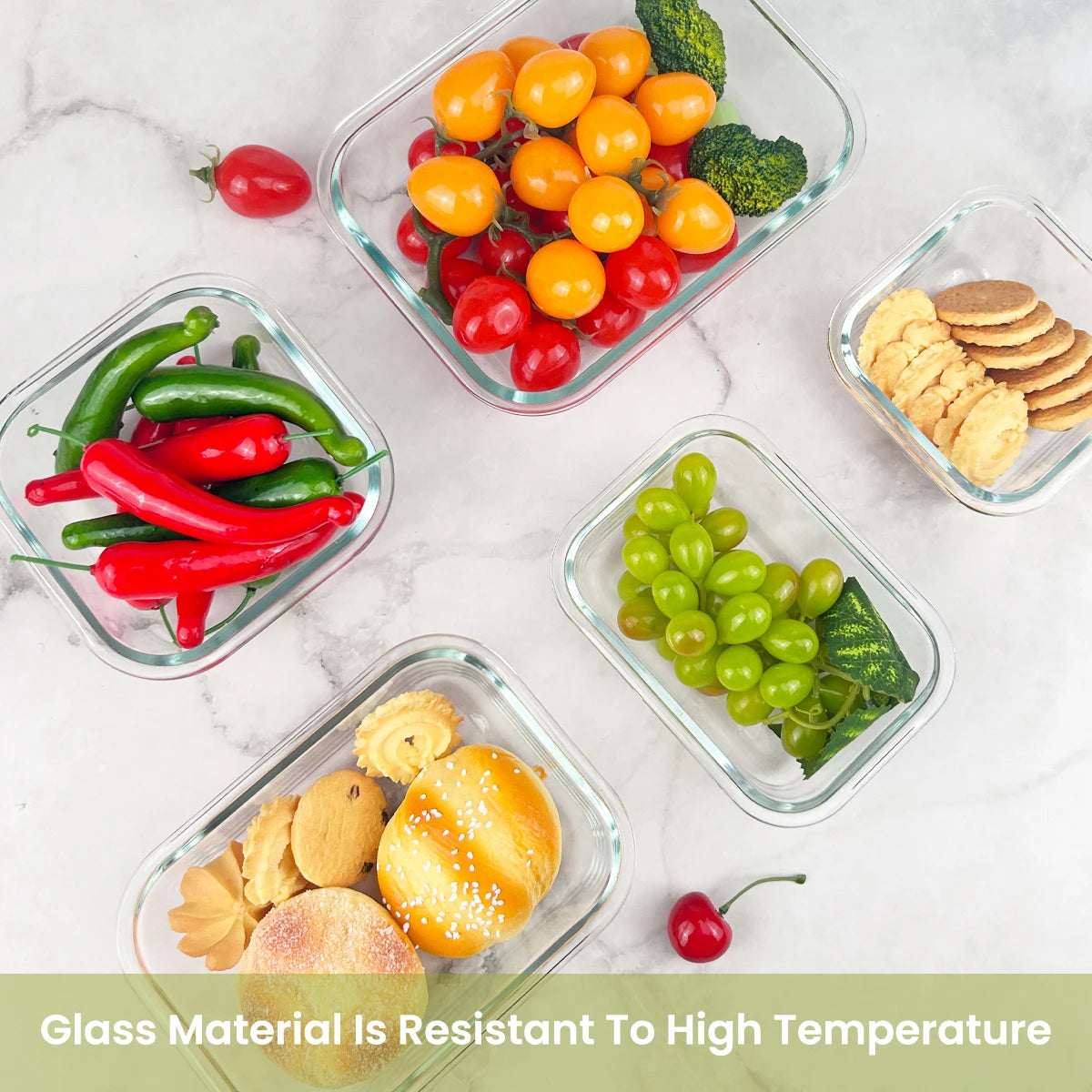 Glass Food Storage Containers 8 Piece Set Leakproof Airtight Microwave Safe