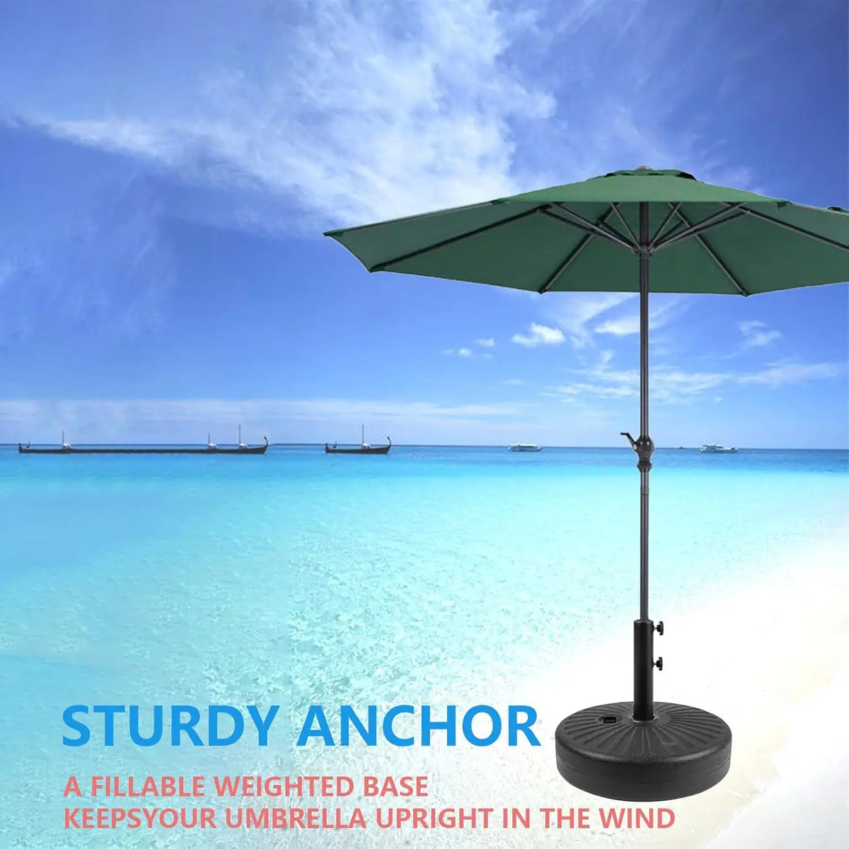 Weighted Patio Umbrella Base with Sand Water Adjustable Anchor