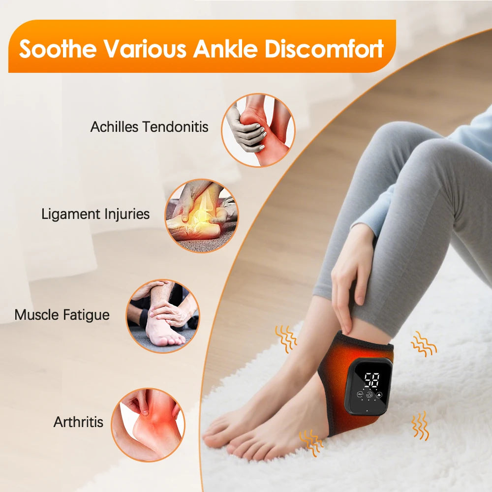 Cordless Heated Ankle Brace 3 Levels Hot Compress Vibration Foot And Ankle Protector Support Braces For Plantar Fasciitis Relief Foot Care