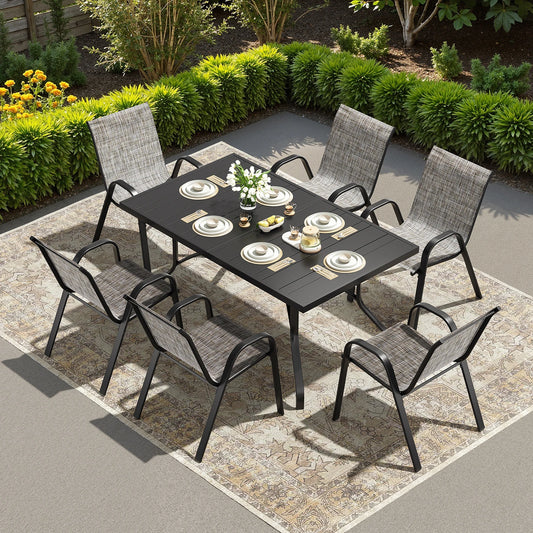 Farini 7 Piece Outdoor Metal Dining Set With Table And Seats